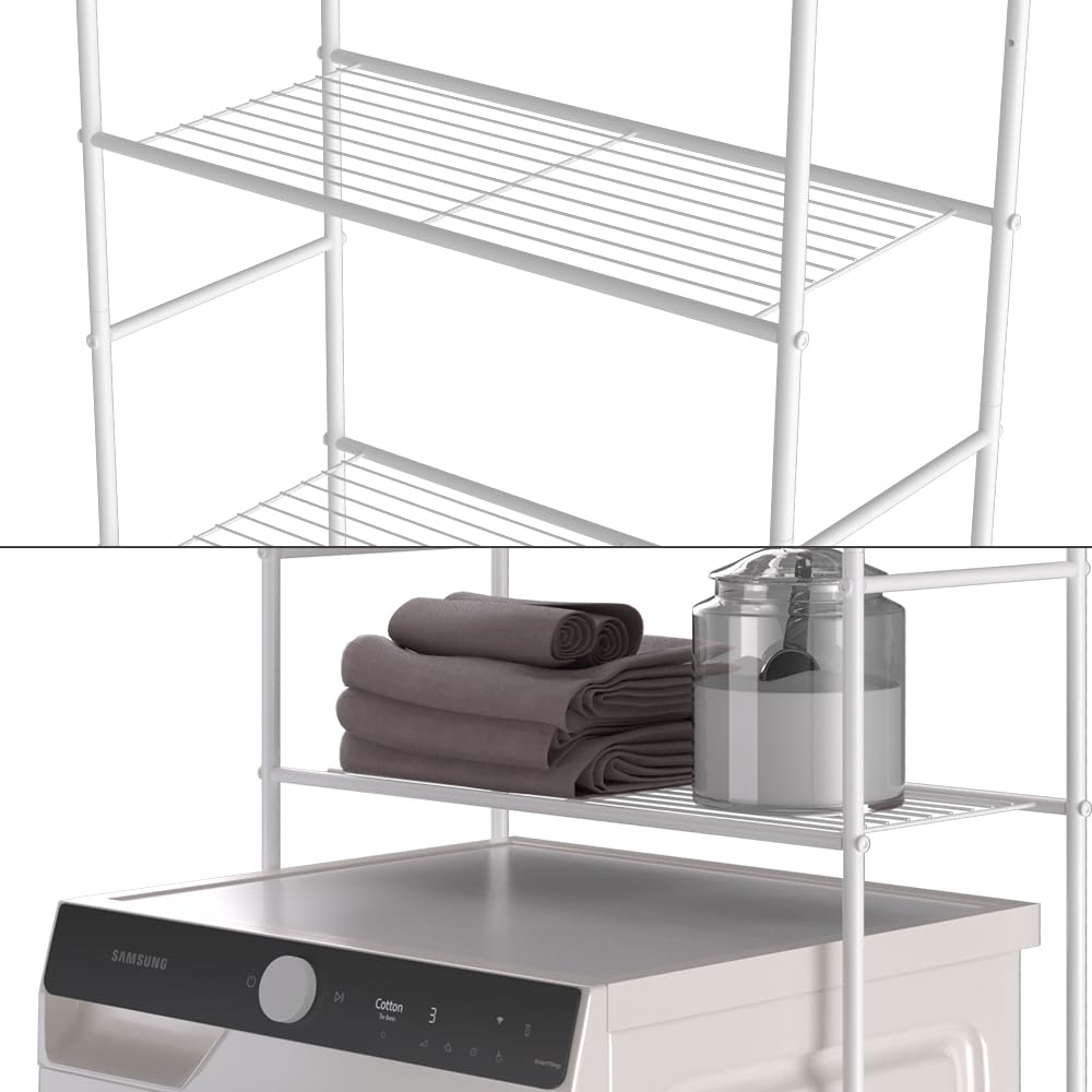 Vicco Étagère pour Machine à Laver Miso, Blanc, 66x162cm | pour le rangement de lessive et d’accessoires de salle de bain