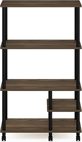 Miniatura 4 de Furinno Turn-N-Tube - Carrito de estante de cocina, nogal Columbia/negro Columbia Nogal/Negro,Ámbar Pino/Negro,Americano oscuro/Negro,Roble