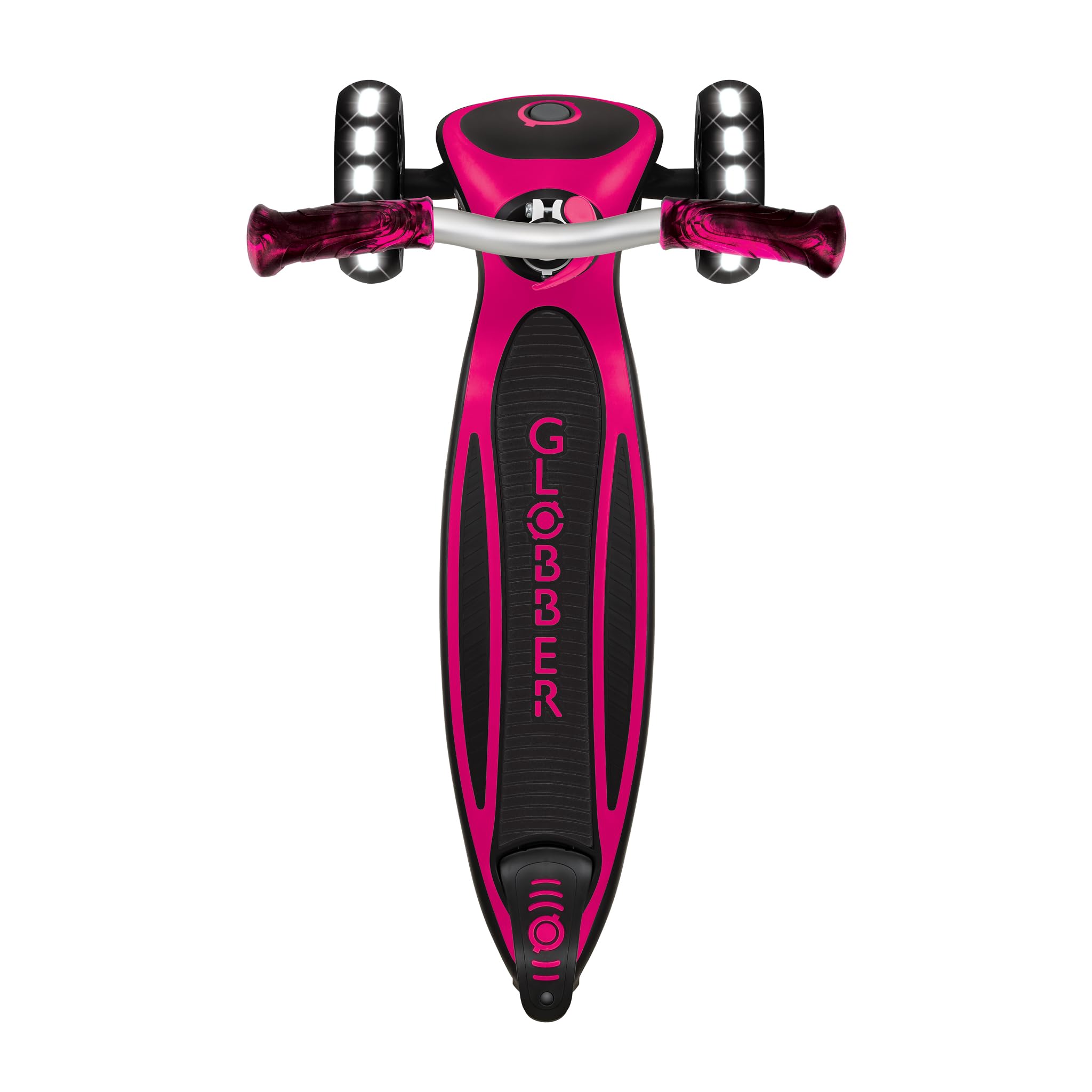 GLOBBER ACE Lights – Tretroller Kinder Teenager, 125/80 mm, ABEC 9, 3-rädrig, höhenverstellbar, LED-Leuchtrollen