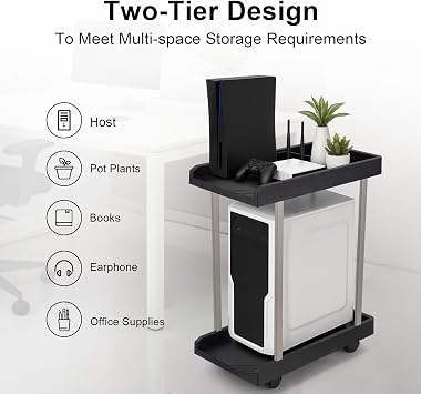 Computer Tower Stand,PC Tower Stand for Pinter, pc Trolley on Lockable Castor Wheels Sturdy, for Gaming Desk Computer Accessories, Black
