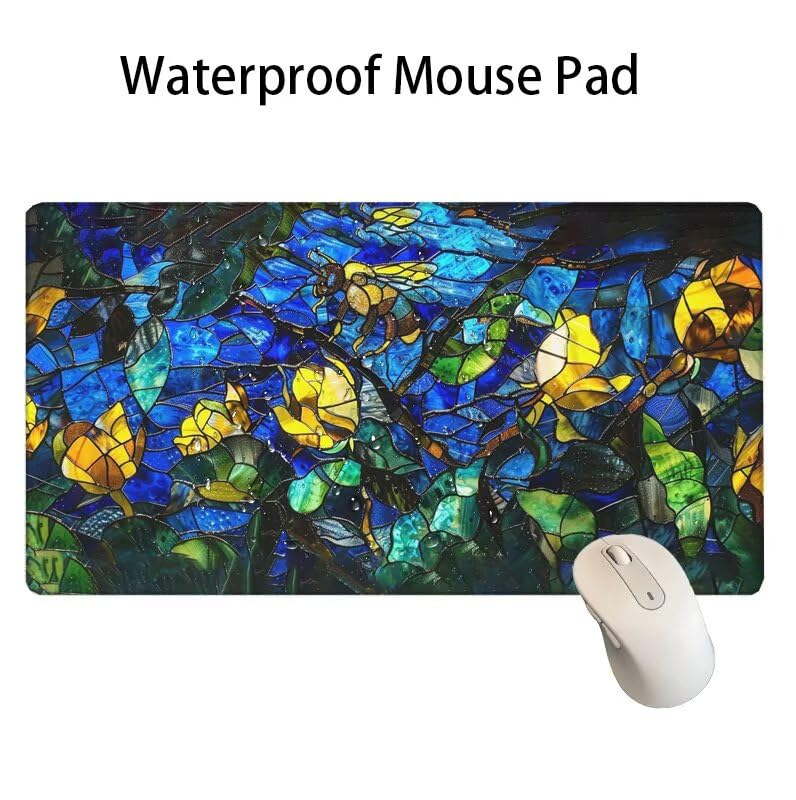 Tapis de Souris Abstrait Tapis de Souris Gamer XXL 1000x500x3mm Gaming Accessoire, Tapis de Souris Géométrie Tapis Souris Résistant à l'eau avec Base en Caoutchouc antidérapant, Deco Bureau W5-445