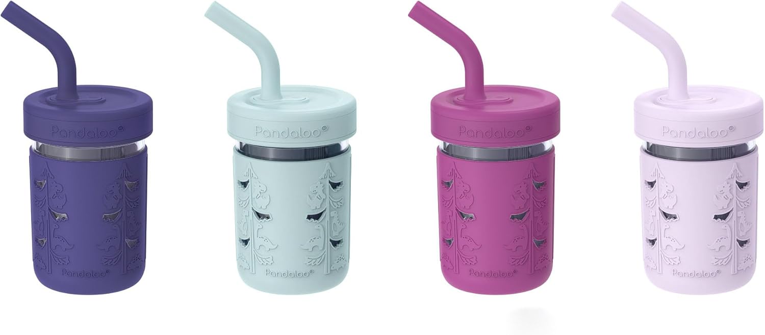 Pandaloo® Glass Mason Jars Cups 8oz Kids & Toddler Cups