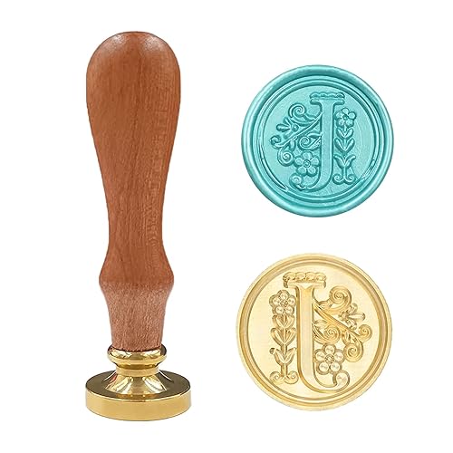 Sello de cera con letra inicial del alfabeto tradicional medieval, sellos de letra con cabeza de latón y mango de madera para tarjetasobreregalo -