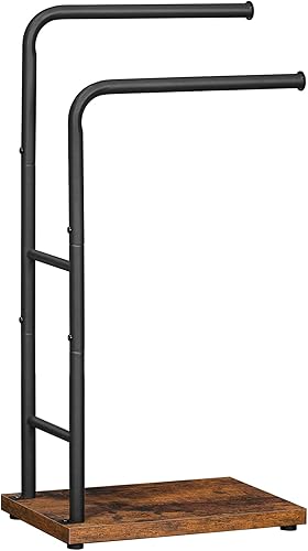 HOOBRO Toallero independiente, estante de manta de doble barra, soporte de manta con estante, 18.1 pulgadas de largo x 10.9 pulgadas de ancho x 36.6