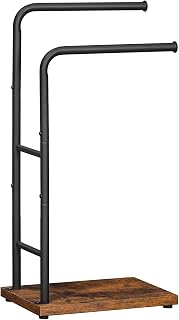 HOOBRO Toallero de Pie, Toallero de Baño con 2 Barra, 40 x 24 x 80 cm, Toallero Escalera, Marrón Rústico y Negro EBF24LB01G1