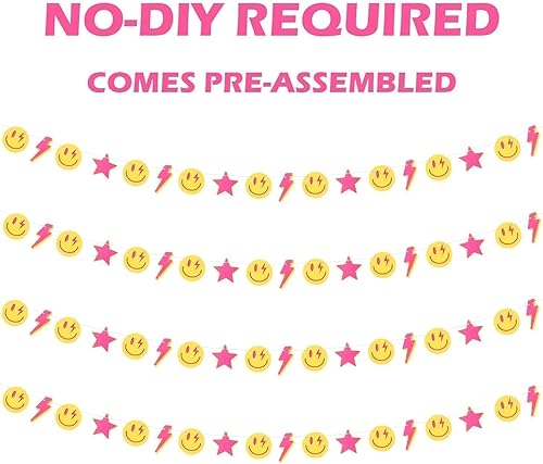 Miniatura 3 de AsodSway Decoración de fiesta de guirnalda de preppy, 4P, sonrisa preppy, iluminación de rostro, guirnalda de estrellas, decoración de habitación