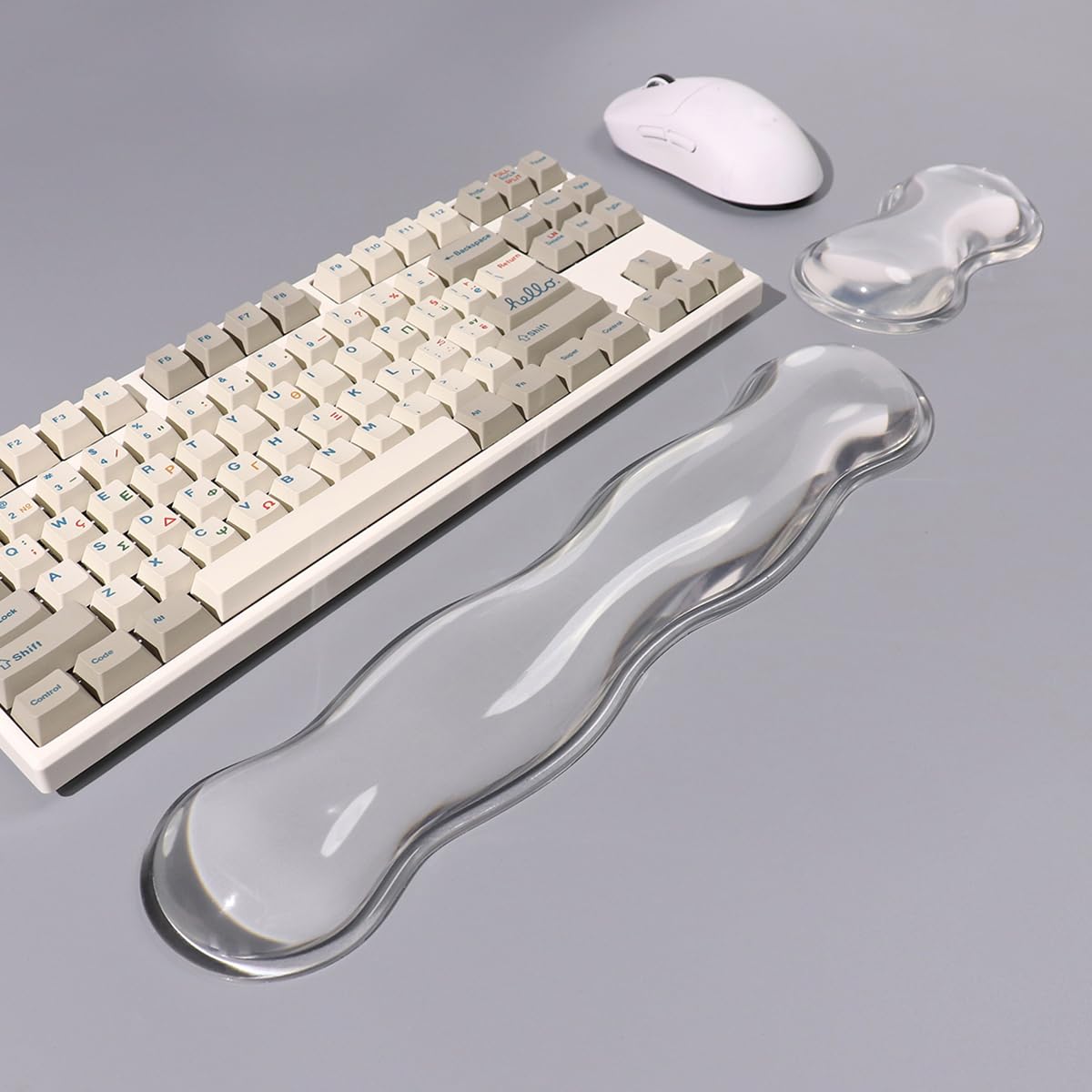 Sumgsn Set poggiapolsi in gel di silicone per tastiera e mouse, bianco, morbido, ergonomico, rilassa il polso, per computer portatile, ufficio e casa