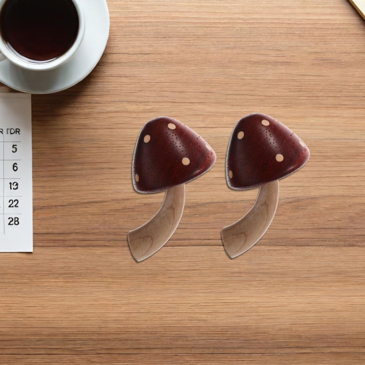 Hemobllo Cute Mushroom Fridge Magnets and Versatile Use 2pcs Made of Wood with Easy Attachment for Kitchen and Calendar Decoration