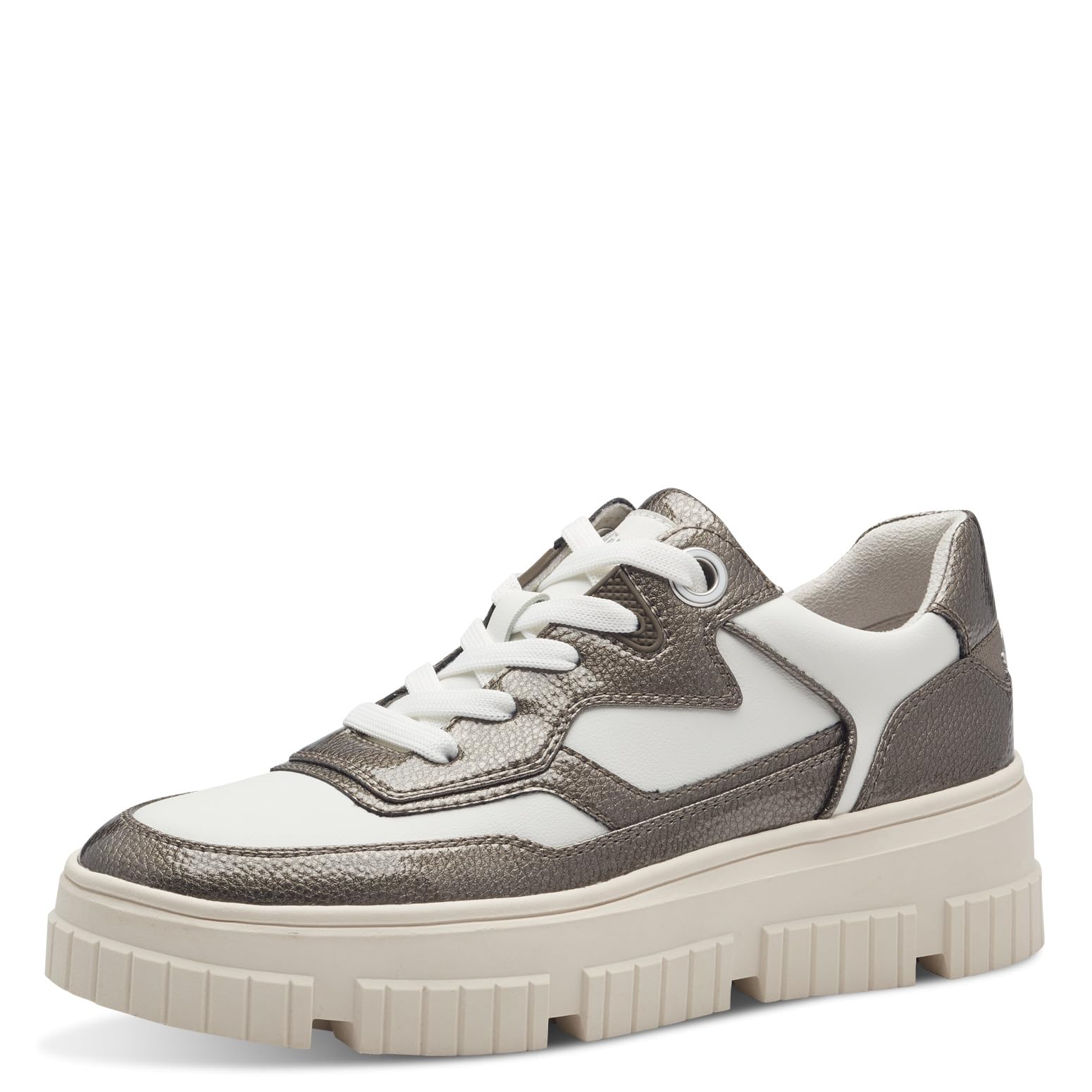 s.Oliver Women's Platform Trainers Low Top Vegan, White Grey, 5 UK