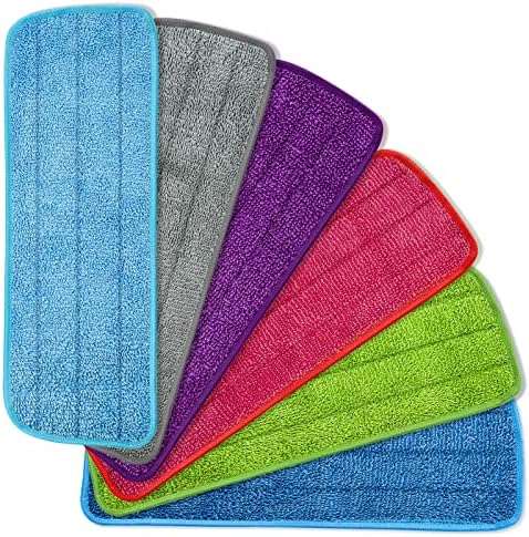 Wellehomi Mop Pads, 6 PCS Microfiber Replacement Mop Pads Cleaing Pads Suitable for Most Wet and Dry Mops