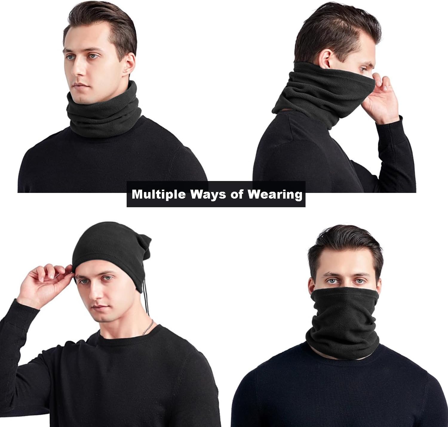 Wheebo 6 Pieces Winter Fleece Neck Warmer For Men Women Cold Weather Neck Gaiter Ski Face Mask Scarf Covering