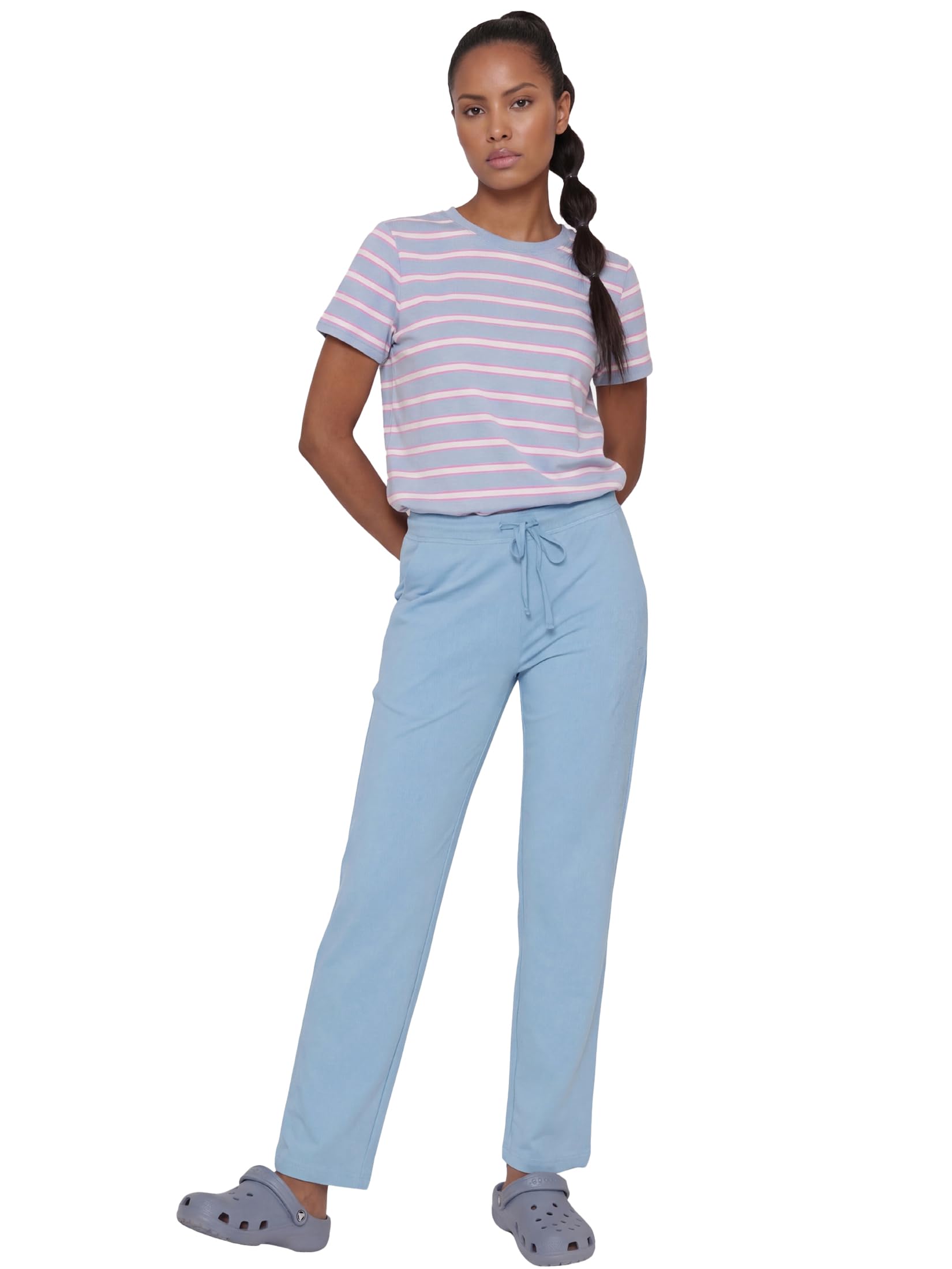 womens Enamor Mid Rise Regular Length Drawstring Closure Lounge Pants For Women - Slim Fit, Soft and Breathable Stretch Cotton - E014-picture-31