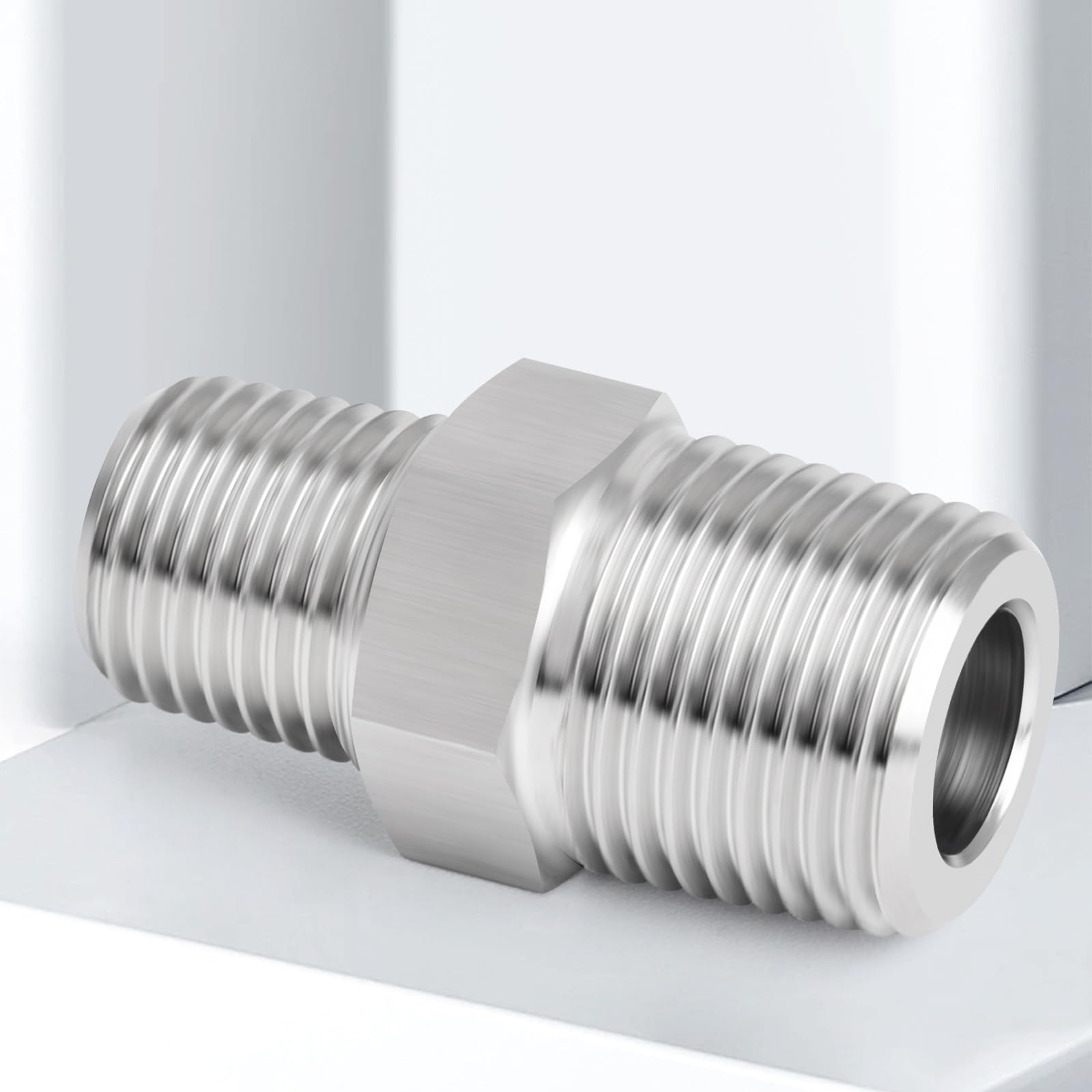 2 Raccordi Esagonali Riduttori Maschio In Acciaio Inox 304 – Filettatura BSP 1/2 X 3/8, Per Impianti Idraulici, Gas, Aria E Olio, Pressione 0-2 MPa, Temperatura 0-180°C
