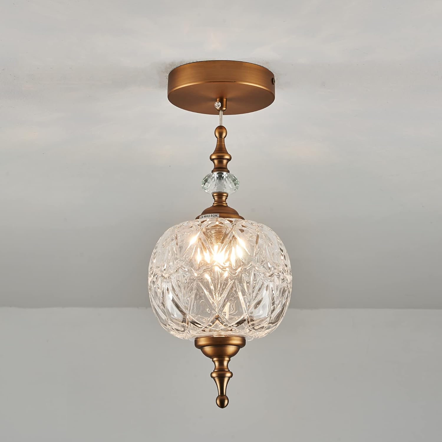 Antique Adjustable Pendant Light Fixtures Delicate Decorative Pattern Glass Ceiling Pendant Lighting for Kitchen Island Dining Room with Original Vintage Design