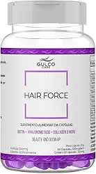 Hair Force - Cabelo, Pele e Unhas - Biotina Alto Teor, Colágeno, Vitaminas e Minerais Essenciais - 60 Cápsulas, Suplemento Alimentar GULCO CARE
