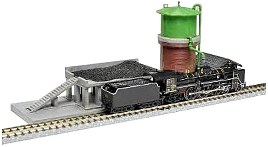 Nゲージ鉄道ジオラマ　給水塔・給炭施設　蒸気機関車　構内灯　信号機　レトロ N gauge] TOMYTEC Geocolle Water Tower and Coal Supply Stand