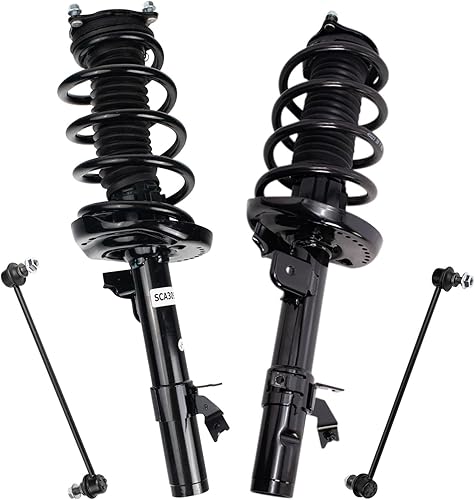 Miniatura 1353 de TRQ Kit de suspensión delantera, conjunto de amortiguadores y resortes, barra estabilizadora, enlace estabilizador compatible con Chevrolet