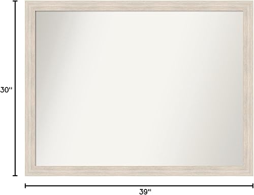 Miniatura 6 de Amanti Art Espejo de baño blanco para sobre fregadero, 30 x 39 pulgadas, espejo de tocador rectangular estrecho de madera dura, marco de madera