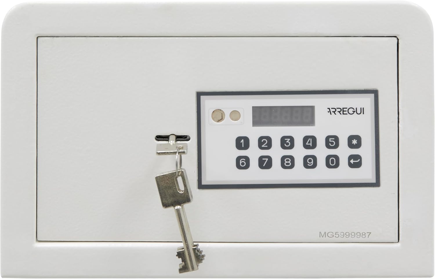 Close-up of the ARREGUI Magna 590010 safe's electronic keypad and digital display.