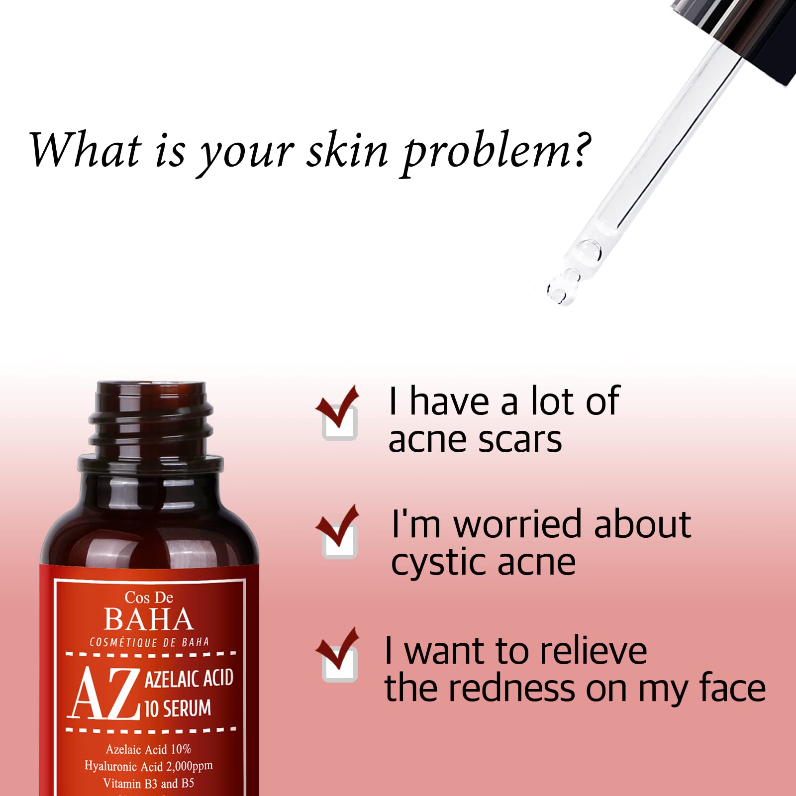 Azelaic Acid 10 Facial Serum with Niacinamide Fast Rosacea Skin Care