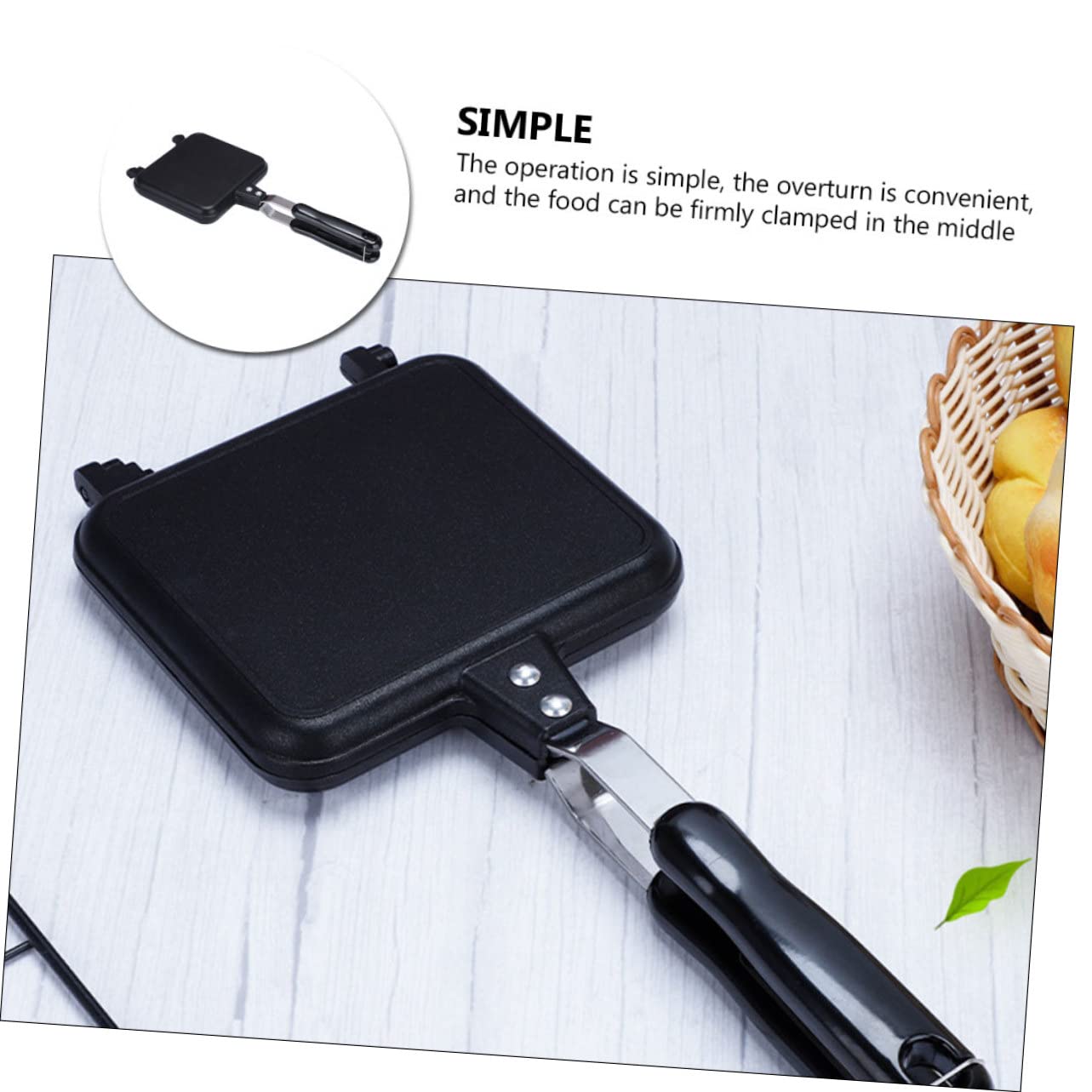 TOYANDONA Teglia per Sandwich Antiaderente Teglia Doppio Lato per Toast Padella per Pane Manico Appeso Utensili da Cucina Resistenti e Facili da Pulire
