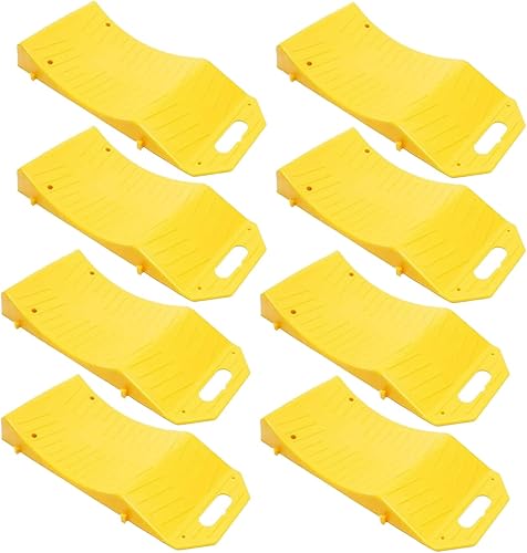 VaygWay Rampas ahorradoras de neumáticos de automóvil, paquete de 8 rampas para neumáticos para almacenamiento, rampas de viaje portátiles altamente
