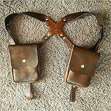 Sac à bandoulière rétro pour homme avec sangle médiévale et double bandoulière réglable en cuir synthétique pour aisselles (L, marron)