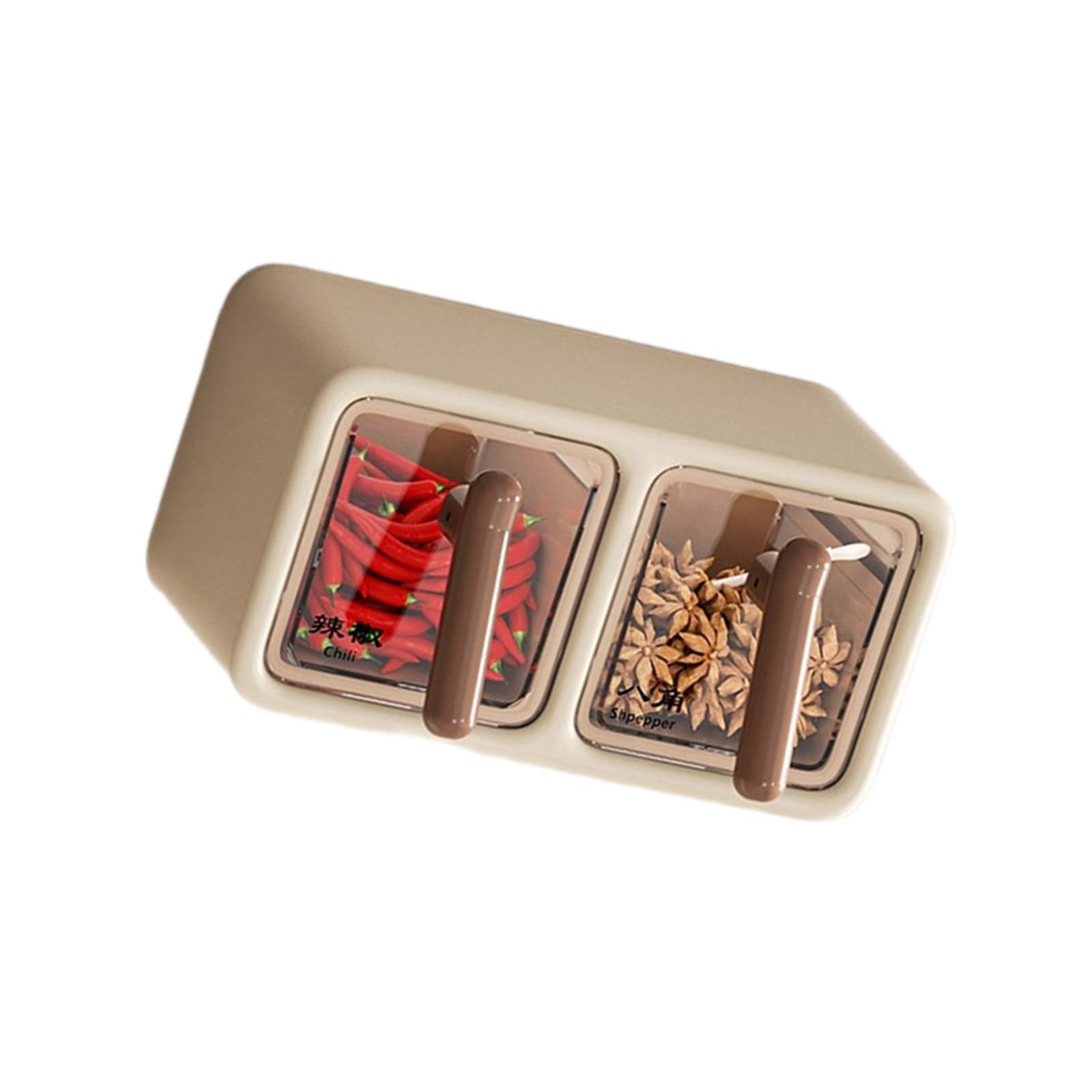 Kalttoy Milk Tea Brown Sturdy Wall Mounted Spices Container Practical Spices Storage Rack For Kitchen Multiple Section Condiment Organizers Holder