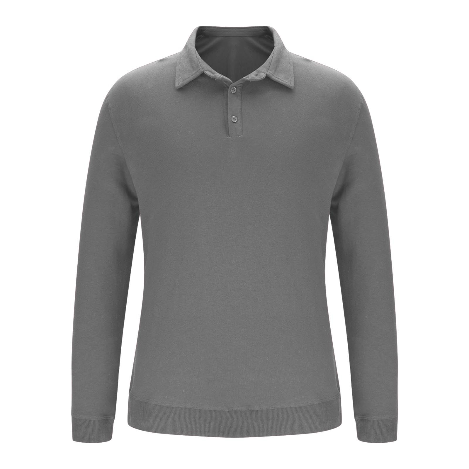 Camiseta Manga Larga Hombre,Camisetas de Manga Larga para Hombre con Cuello Solapa Camisetas Deportivas Transpirables Sueltos Casual Polos Hombre de Manga Larga Camiseta Deporte Hombre S-4XL