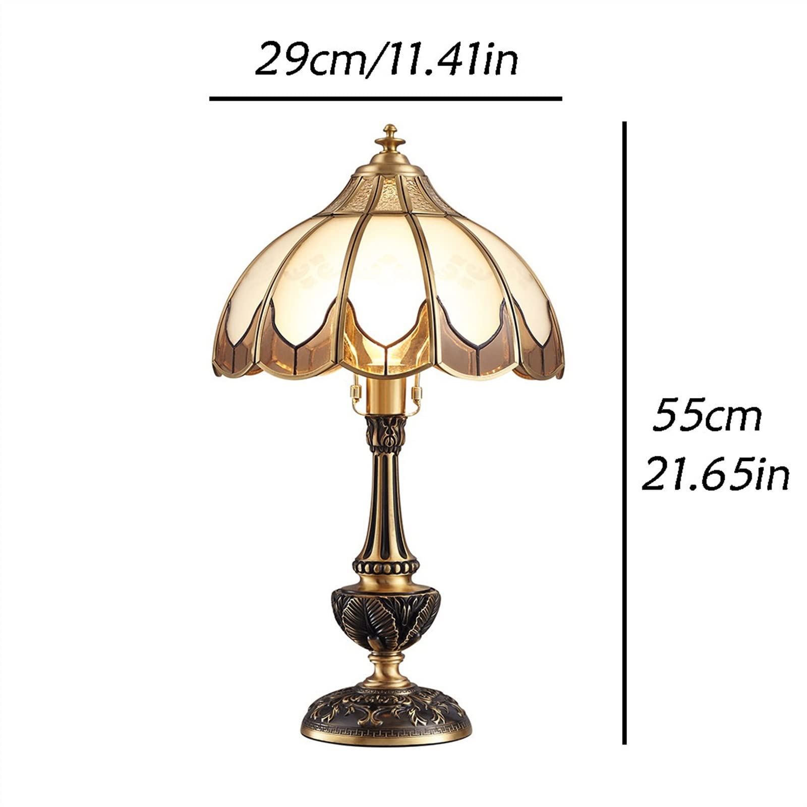 Affascinante Lampada da tavolo in rame di lusso retrò in stile europeo comodino for camera letto squisita decorativa for studio e ufficio Paralume in vetro Arredamento per la casa