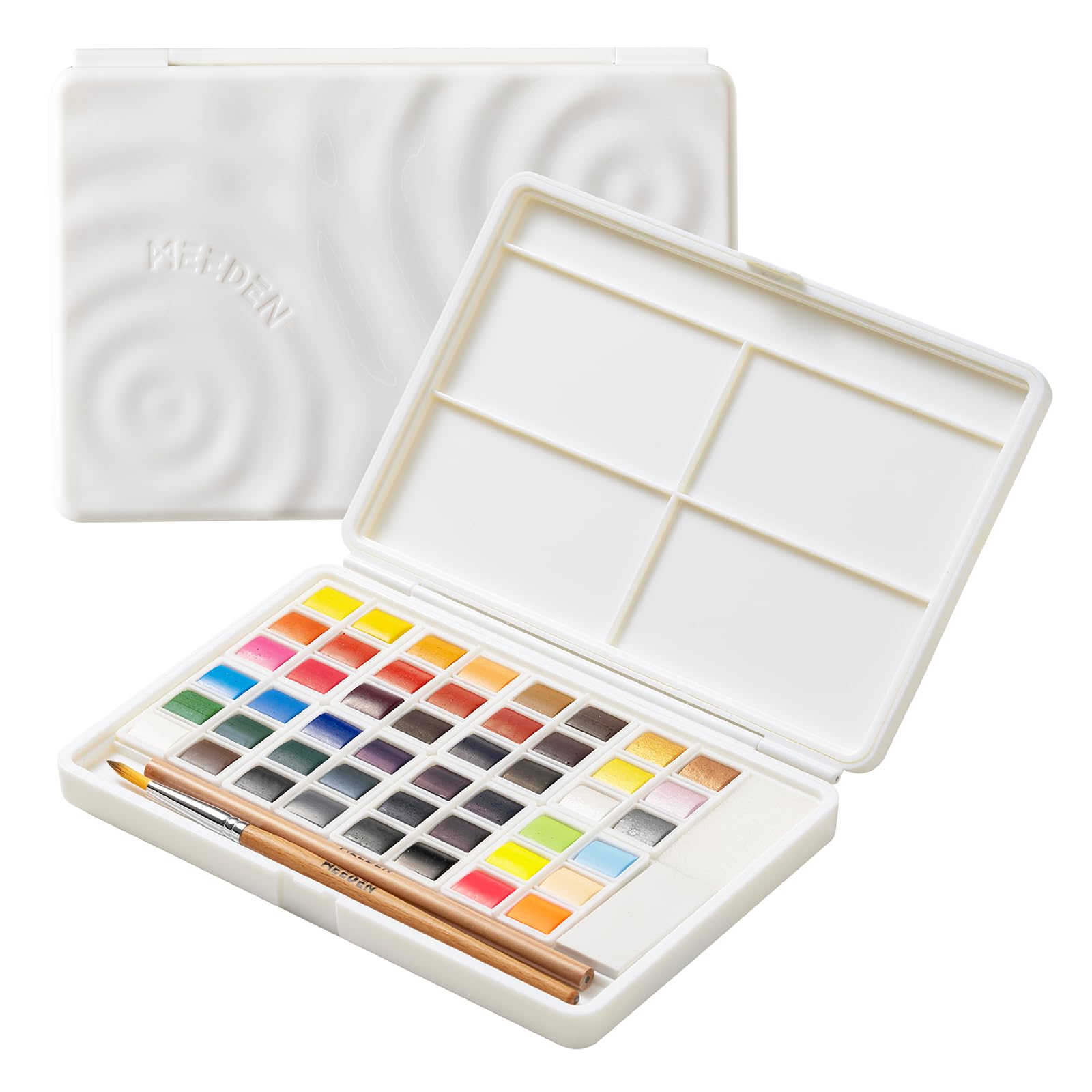 MEEDEN Set de peintures aquarelle 48 couleurs, ensemble de peintures à l'eau avec blocs amovibles, palette et accessoires aquarelle, set de peintures pour artistes débutants et professionnels