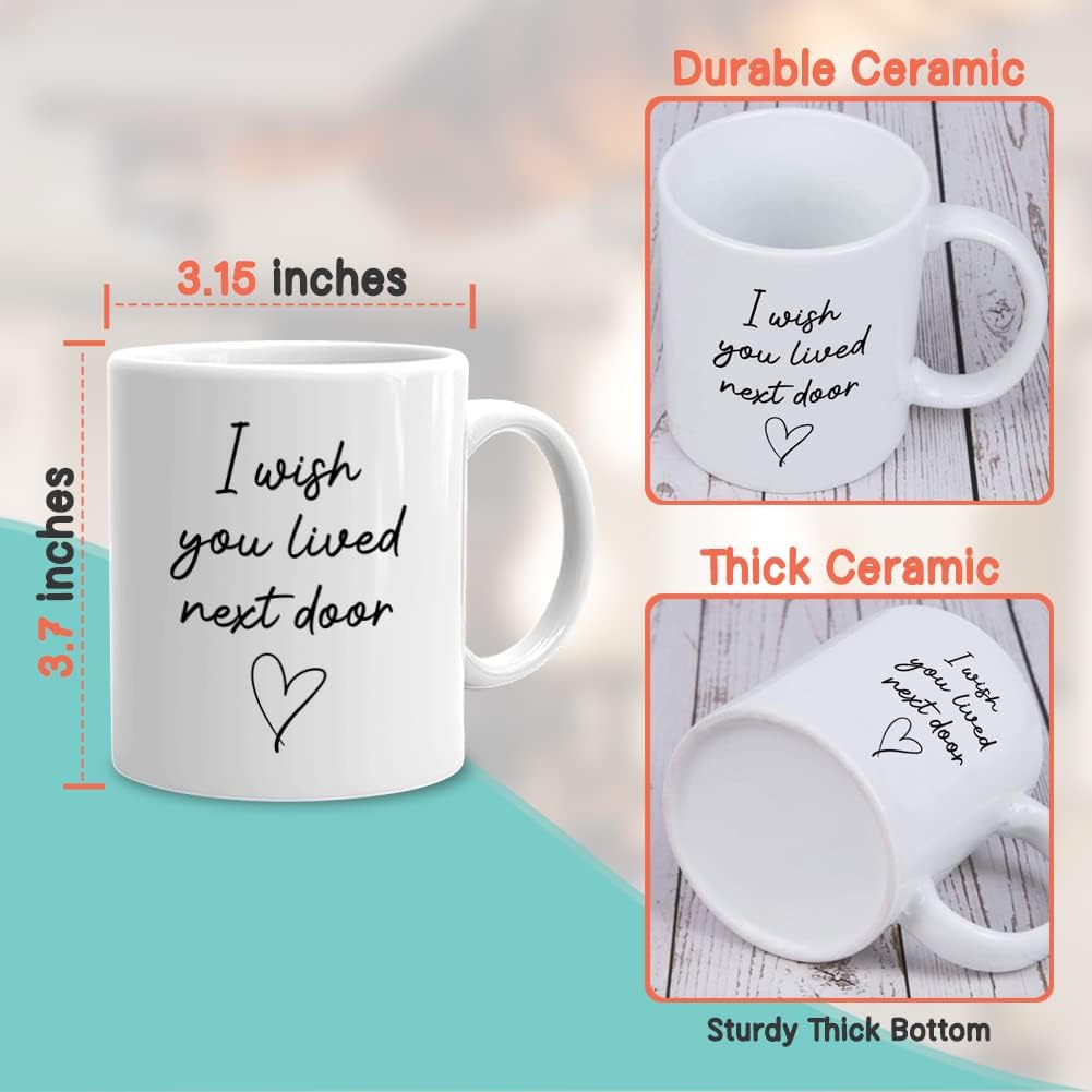 Bubble Hugs I Wish You Lived Next Door Mug 11 oz, Gift Idea for Friendship Birthday Moving Away Neighbor Day Miss You Mom Friend Bestie Lover Sister Women, White - Image 4