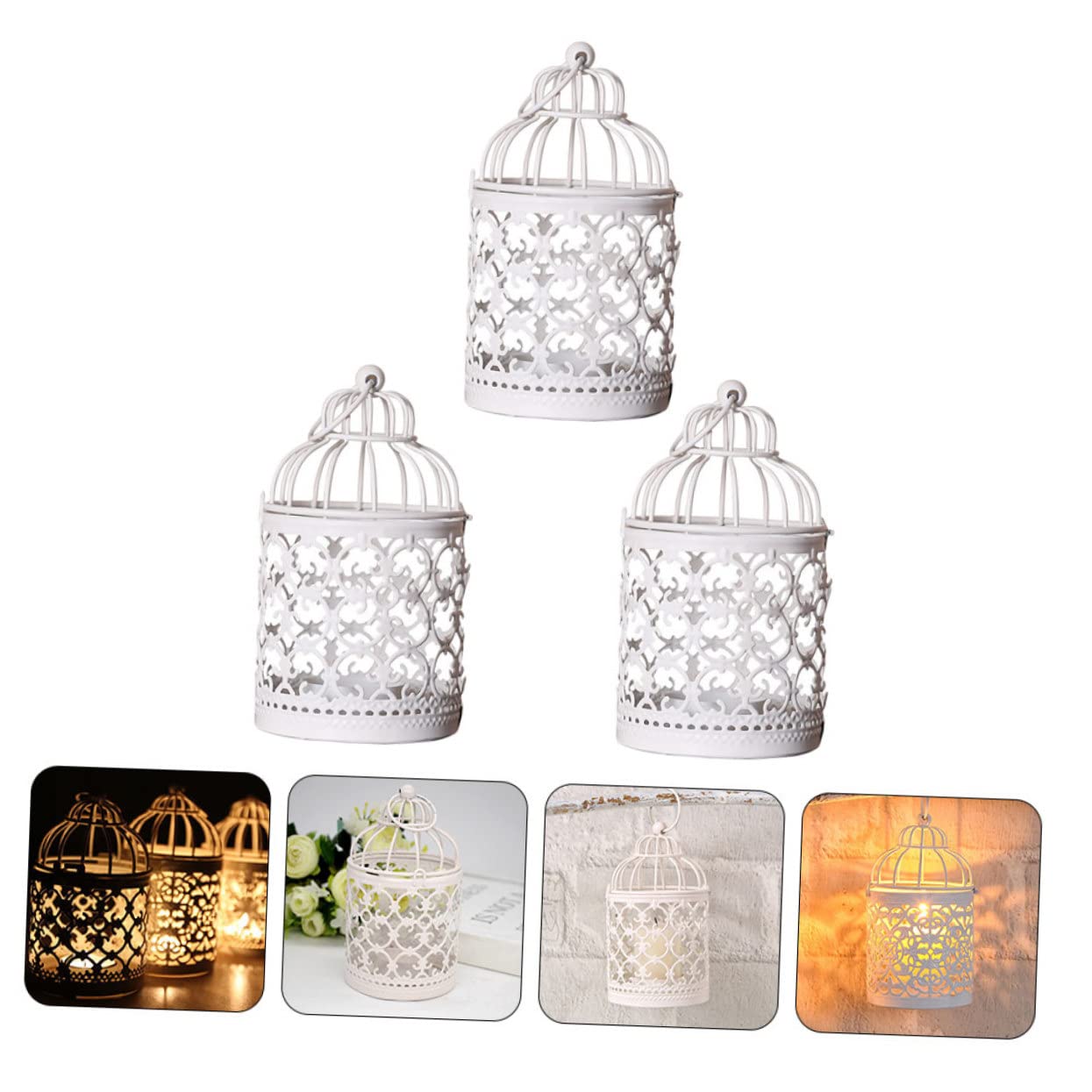 Alipis 2 Juegos Portavelas De Jaula De Pájaros Hueca Candle Holder Jaula Pajaros Jaulas Pajaros Candelabro De Pared Sujetavelas Taza De Vela Candelita Hierro Forjado 3 Piezas * 2
