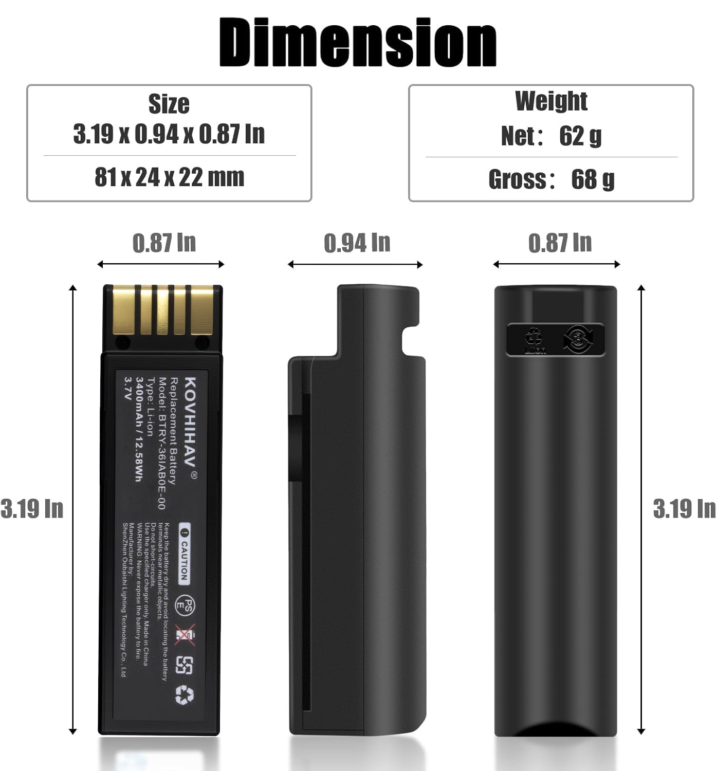 Amazon.com: 3400mAh Replacement Battery for Zebra DS3600 DS3678