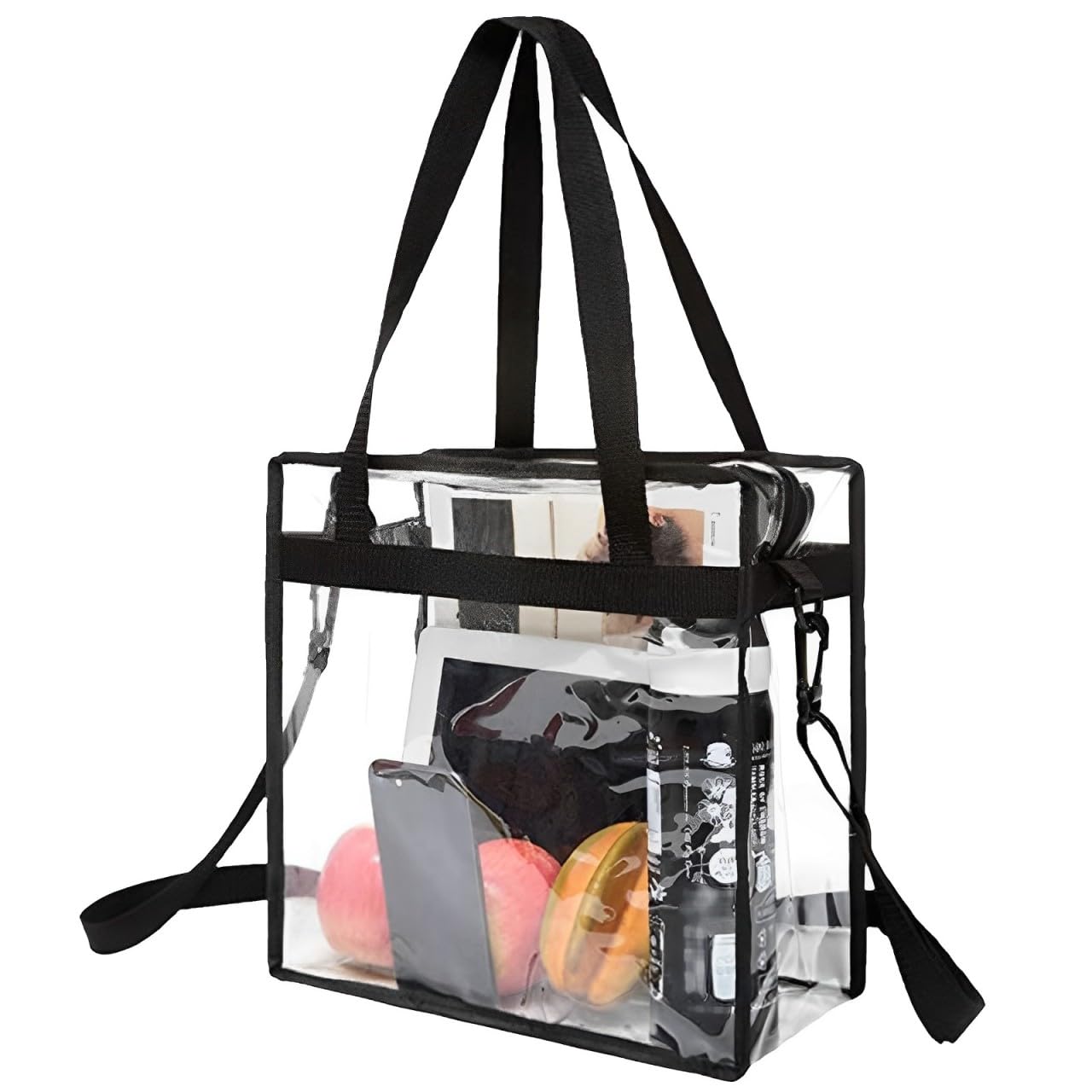 ARROMI Clear Tote Bag, Large See Through Bag, With Adjustable Shoulder Strap and Zipper Closure, Perfect for Stadium Work