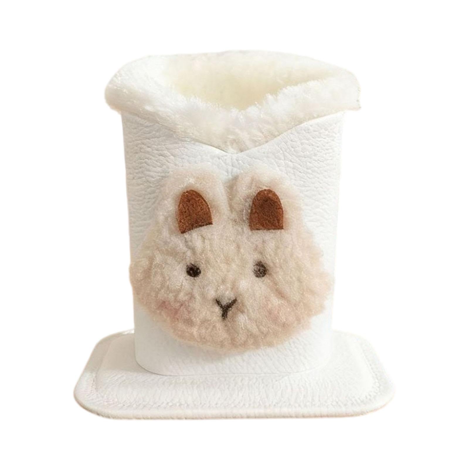 Plush Lined Eyeglasses Holder Bedroom Kitchen Counter Organizer Compact Gift beige bunny-Clothing & Accessories-Women-Sunglasses & Spectacle Frames-Glasses Cases-image-36