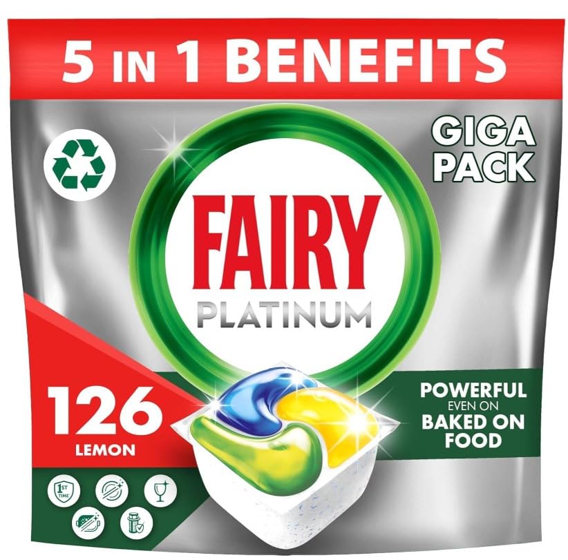 Fairy Platinum Cápsulas Lavavajillas Para Máquina Limón, 126 Cápsulas