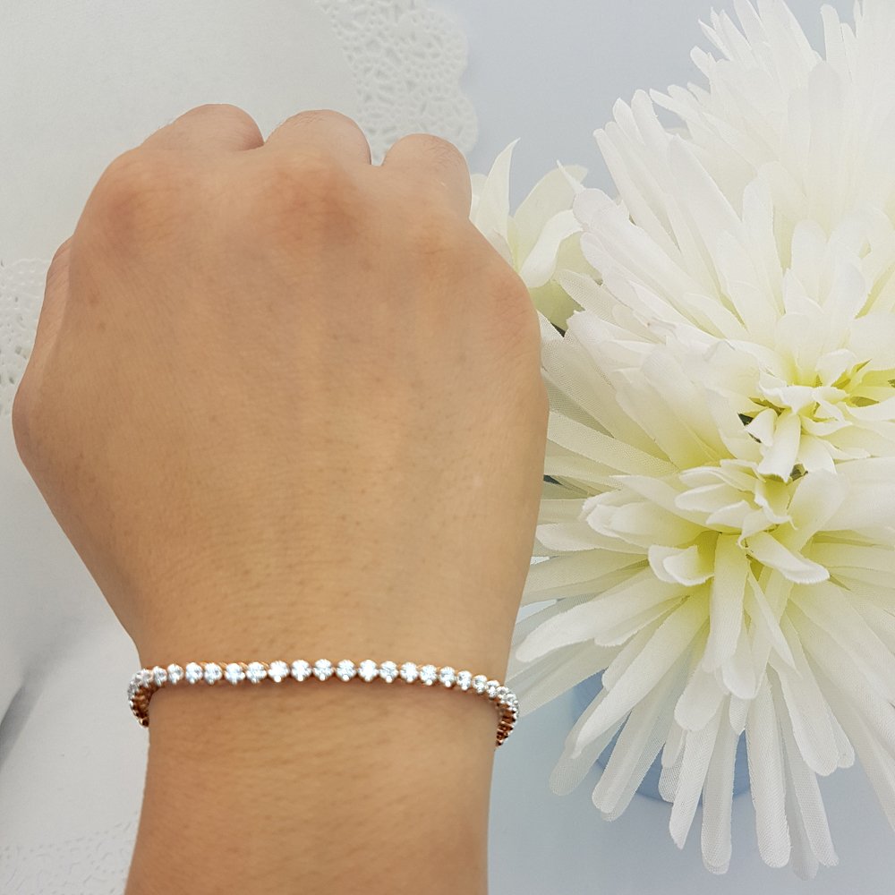 Dazzlingrock Collection Bracciale tennis da donna in oro 10 carati con diamante bianco taglio rotondo da 1 ct