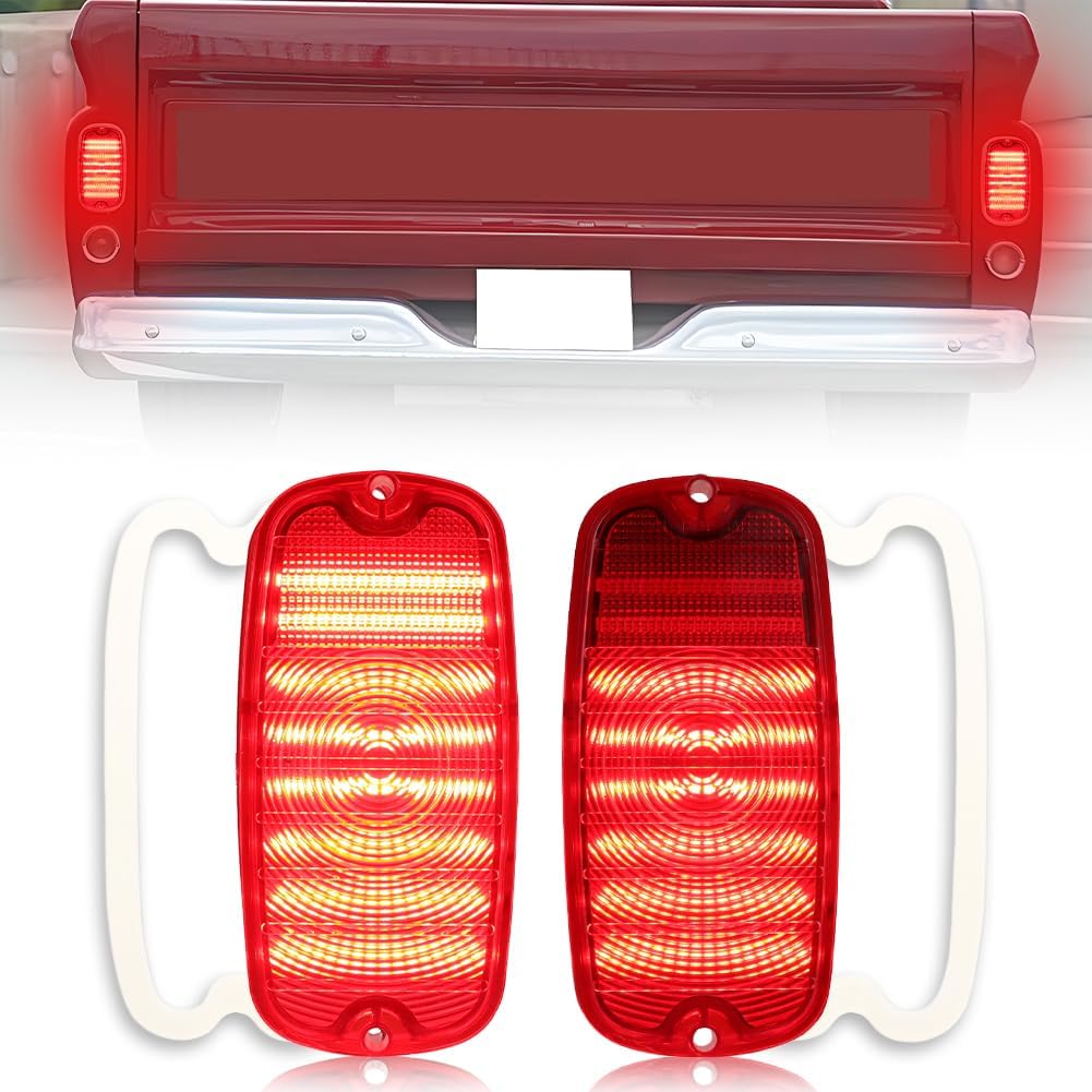 Tail Light Lamp Lens Compatible with Chevy/GMC Fleetside Pickup Truck 1960-1966, [DOT Certified] Rear Bumper Reflector Light Lens [No Bulbs], OEM Part #C606617, C606651, 2 PCS, Smoked Lens
