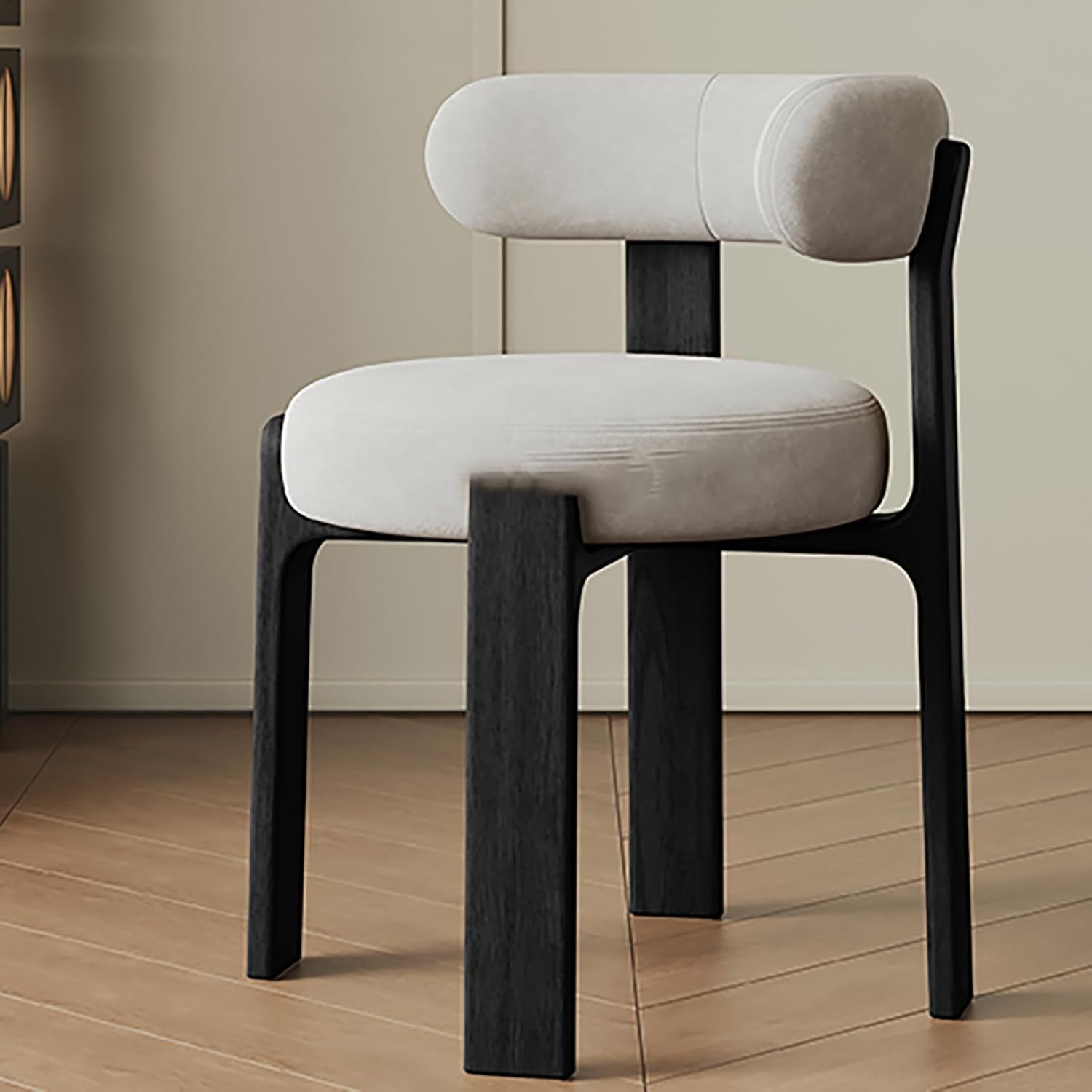 Linen Dining Chairs, Modern Upholstered Armless Kitchen with Metal Legs Curved Back Dining Room Reception Guest Chair for Living Room Office E