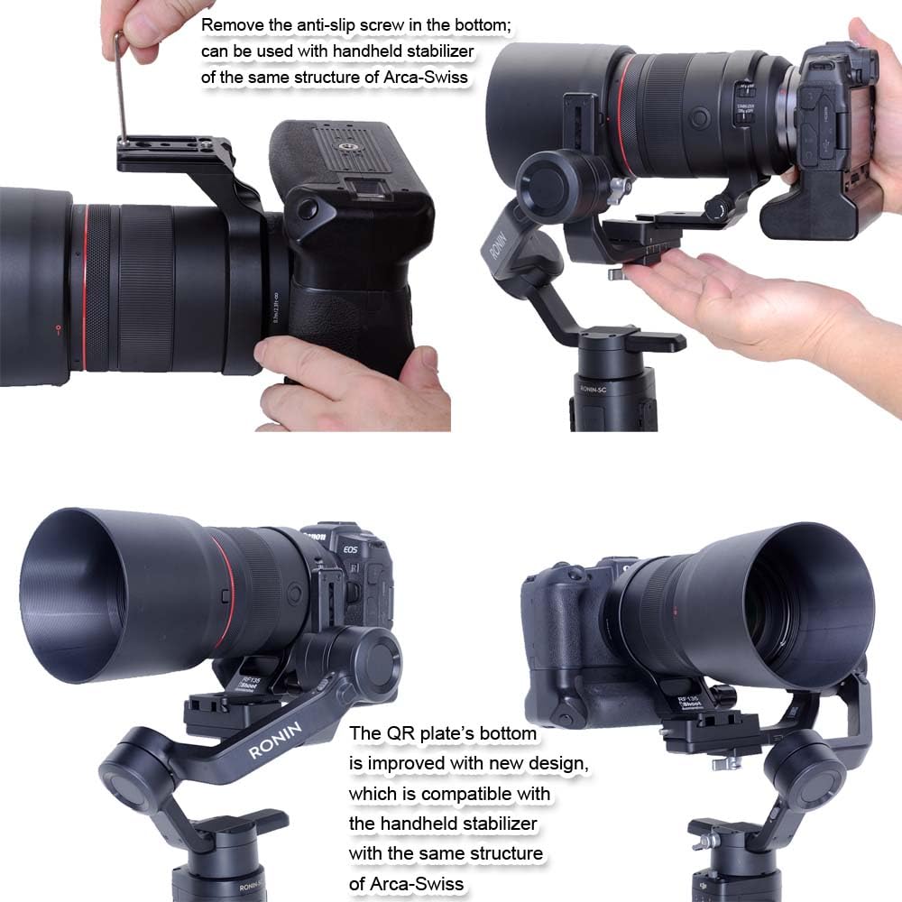 iShoot Metall-Objektiv-Kragen-Stativ-Halterungsring, kompatibel mit Canon RF 135 mm f/1.8 L IS USM & Arca Fit Stabilisator, Objektivstützhalterung, Unterseite ist Arca-Swiss Fit Schnellwechselplatte