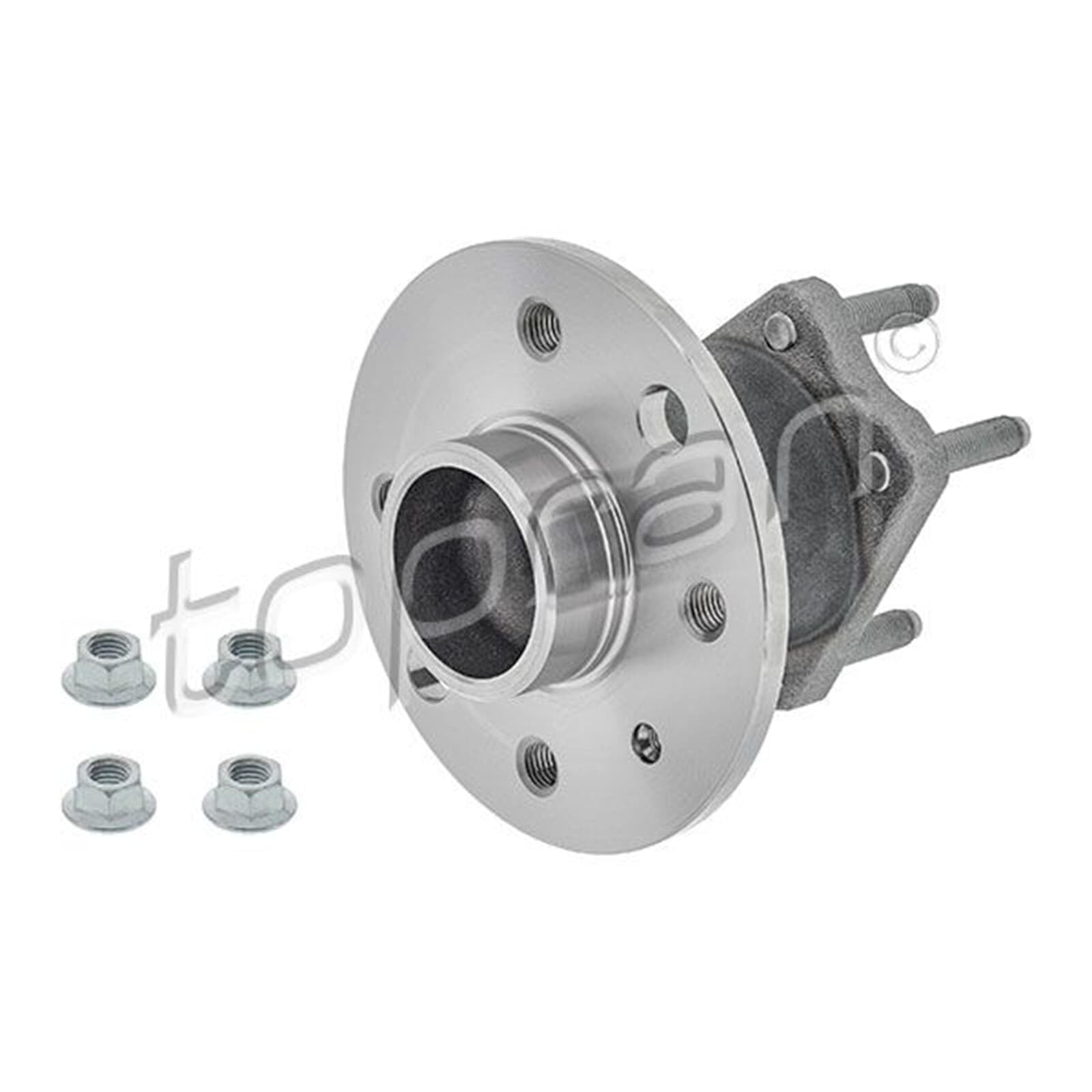 TOPRAN Juego de cojinete de rueda 205 208 Eje trasero, derecha Eje trasero izquierda Diámetro exterior: 136mm Rodamiento integrado en buje de rueda con tuerca con perno de anclaje Compatible con OPEL