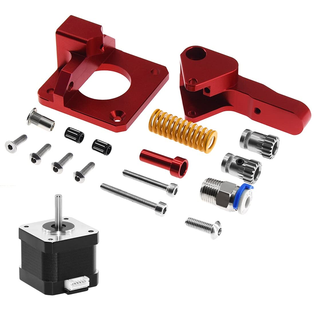 Lysee 3D Printer Parts & Accessories - LesgeeK 1.75mm Aluminum Alloy Dual Gear Extruder with 17HS4401S Motor 3D Pinter Parts for CR-10 CR-10S Ender-3 PRO CR-10S PRO