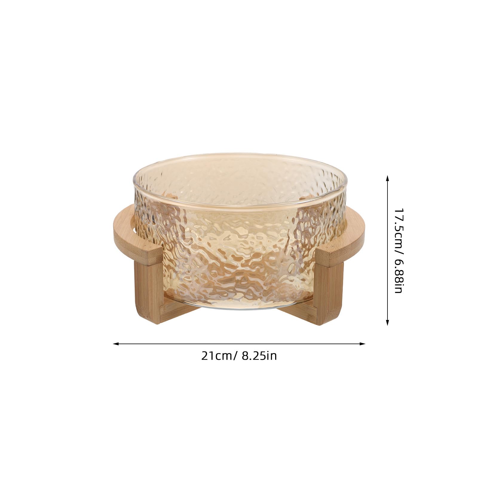 Bol para Ensalada de Vidrio con Efecto Ondas de Agua y Base de Bambú Dorado, Elegante y Resistente, Adecuado para Picnics y Mesa de Comedor