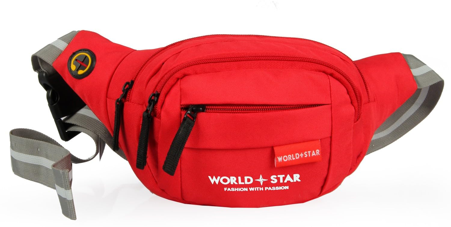 world star Polyester Waist Pack Travel Handy Hiking Zip Pouch Document Money Phone Belt Sport Bag for Men and Women and Adult | Red | Fluffy red Waist Bag-picture-29