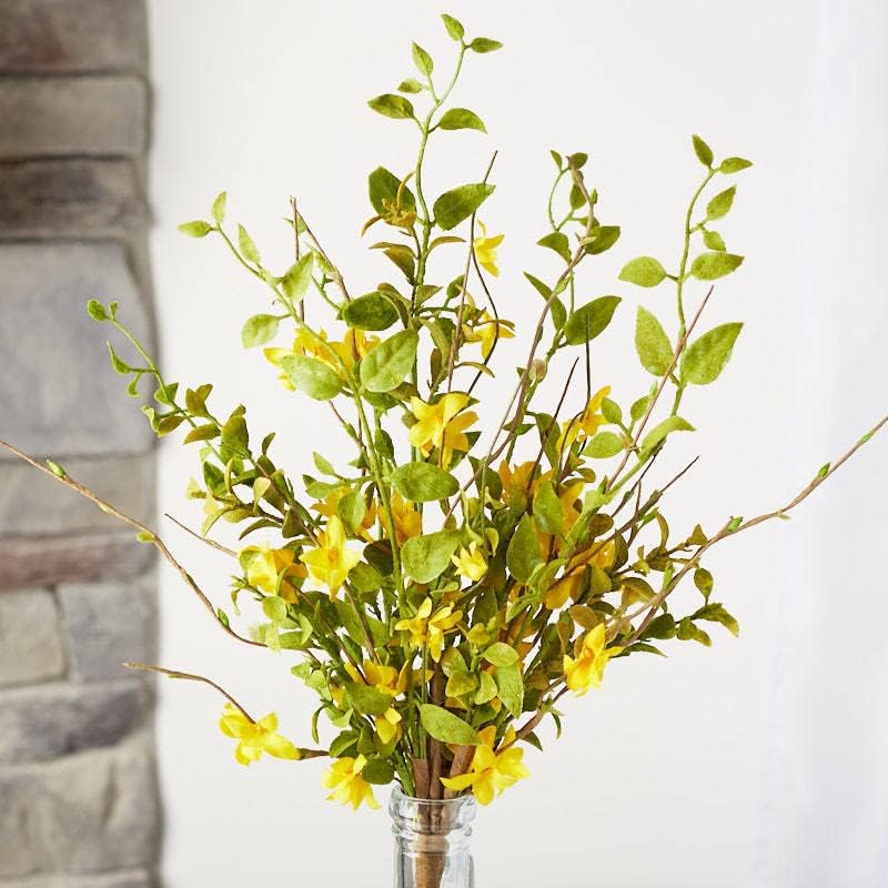 Factory Direct Craft Artificial Forsythia Spray - Faux Yellow Forsythia Branch for Spring and Summer Floral Arrangements or Displays