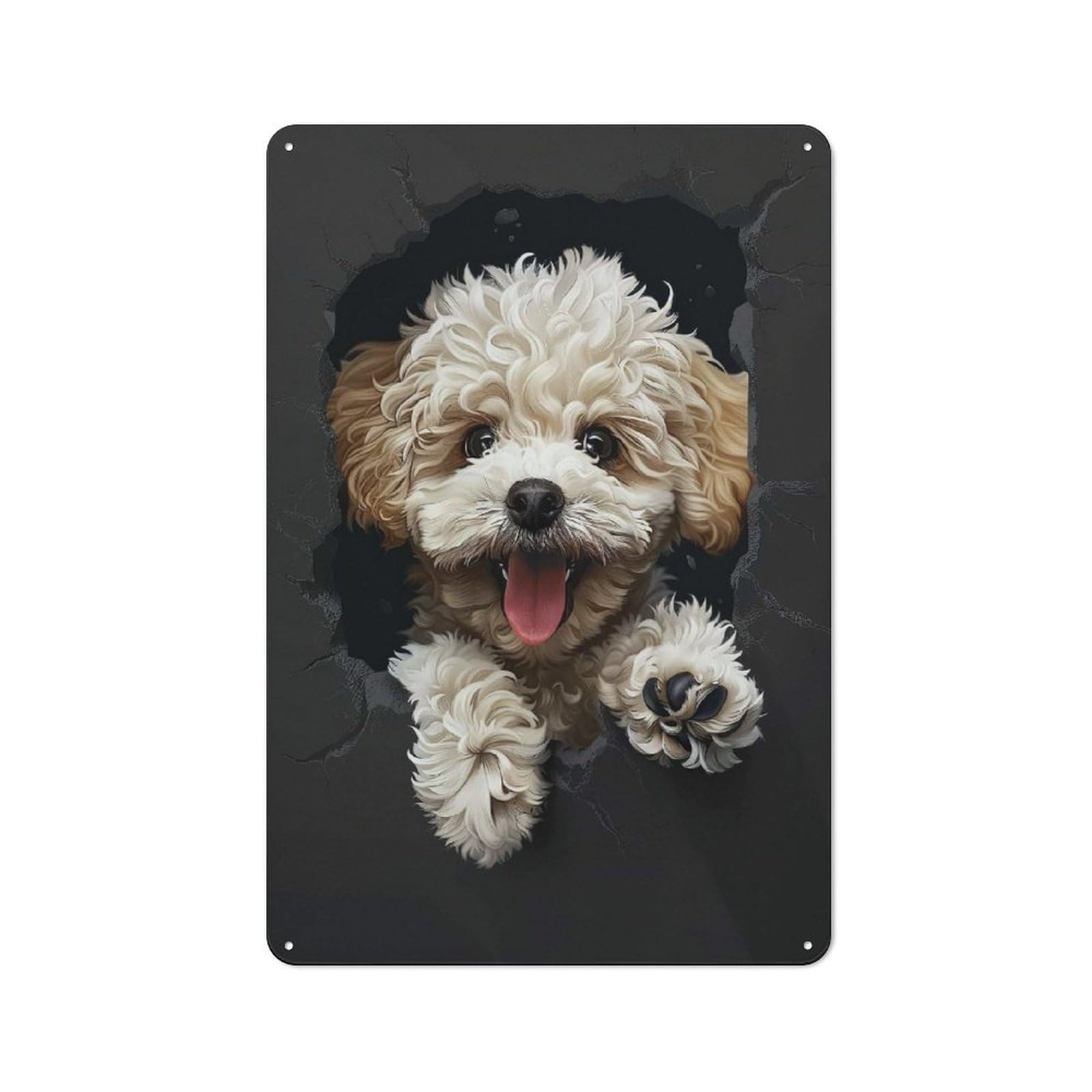 Junmoney Style-1 For Café Or Restaurant, Poodle(2) Retro Metal Sign 30X20cm, Gift For Café Owners And Decorators During The Christmas Season