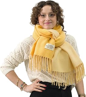 Bufanda Larga para Mujer con Flecos. Bufanda Grande, Caliente y Suave. Pañuelo de Invierno. Tamaño XXL 200x64 cm. Disponible en 25 Colores Elegantes para Uso Diario