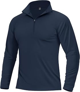 Boladeci Men's Quarter Zip Pullover Premium Fleece Lined Long Sleeve Golf Shirts Warm Hiking Shirts Lightweight Sweatshirts