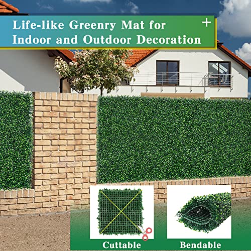 Unadra 12 Pieces 20"X 20" Artificial Boxwood Panels Topiary Hedge Wall Greenery Backdrop，Faux Grass Wall Greenery Mats Garden Privacy Screen Fence Decor For Outdoor, Indoor #TOP4